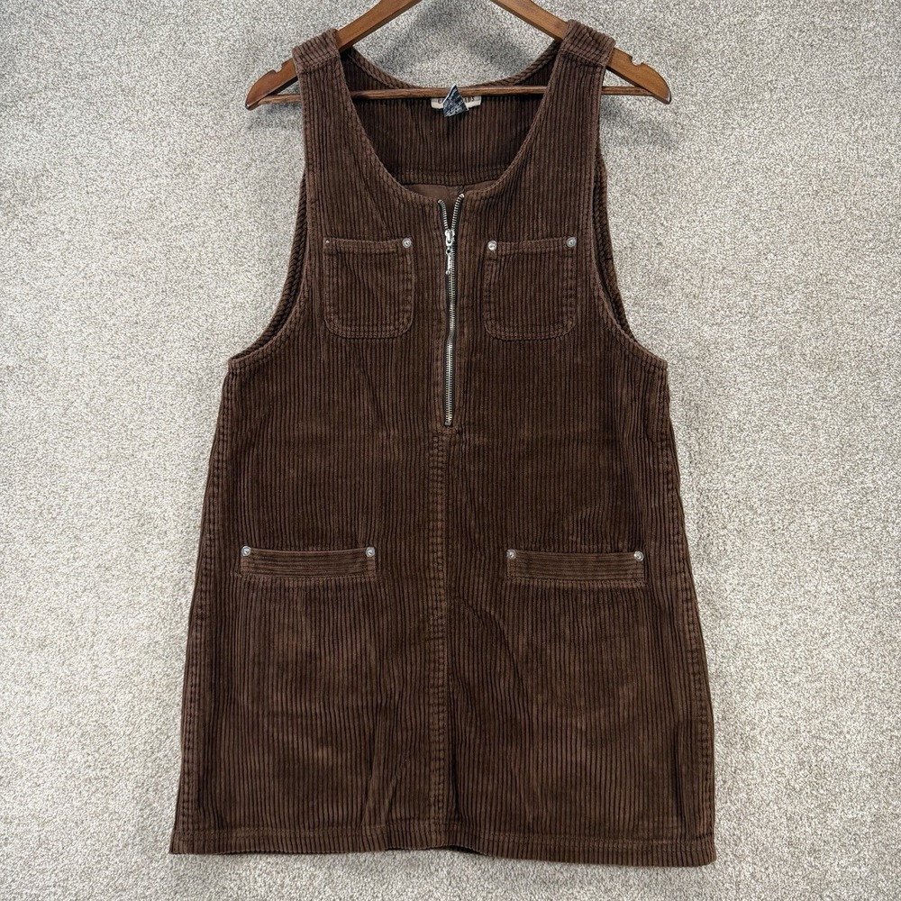 VTG Y2K‎ Crossroads Corduroy Jumper Dress S Zip Cottagecore Hippie Grunge Hobbit
